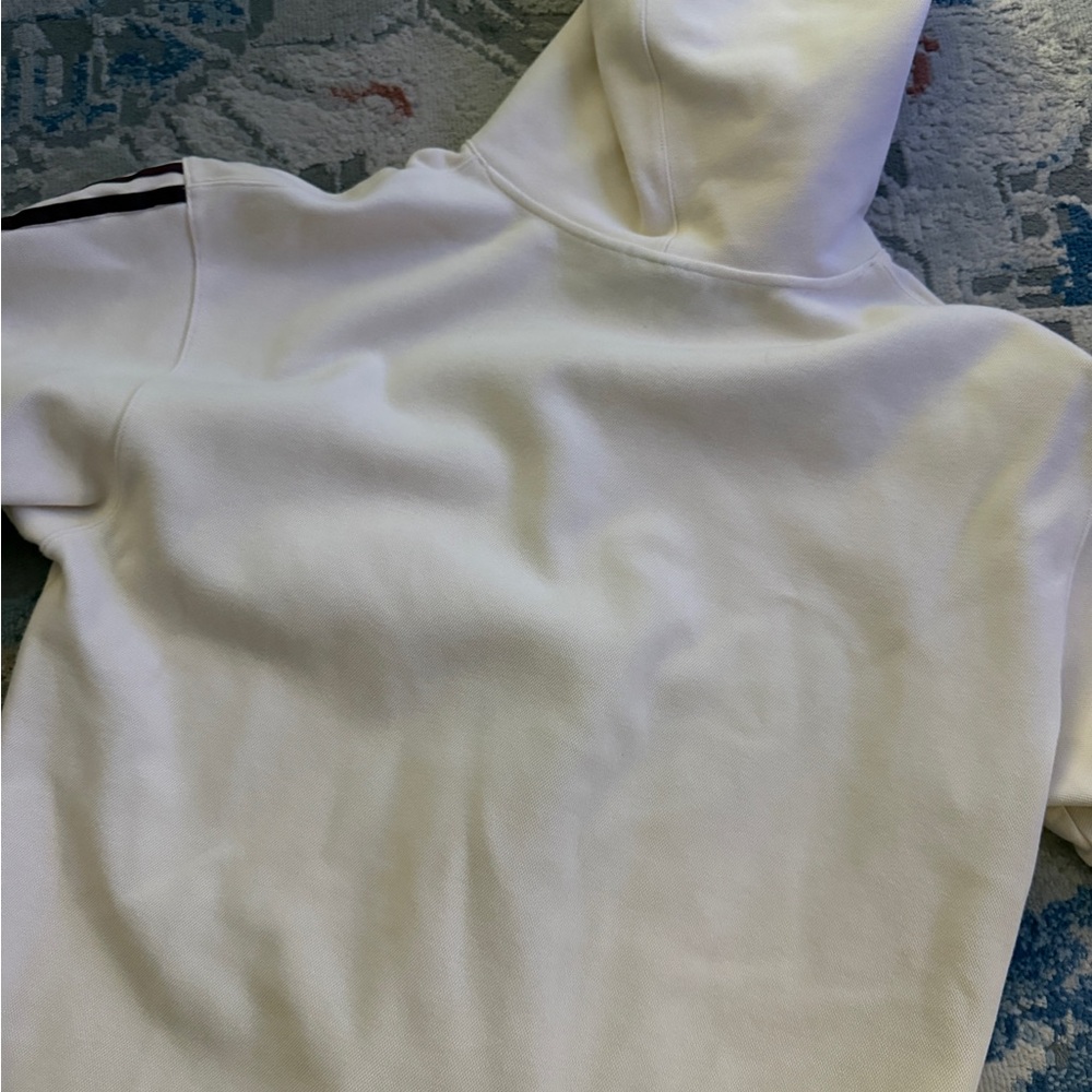 IVY PARK adidas Cream Hoodie with Burgundy Shoulder Stripes Size Small - Picture 4 of 5